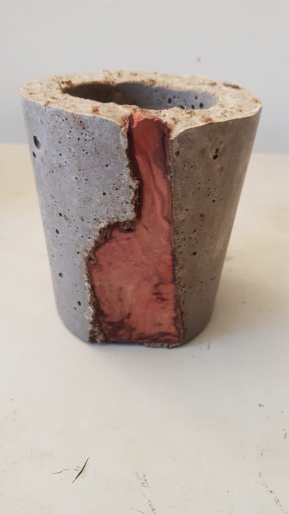 Pot / cache-pot incrustation bois
