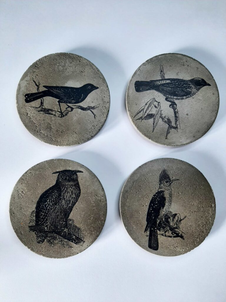 Lot de 4 sous-verres oiseaux
