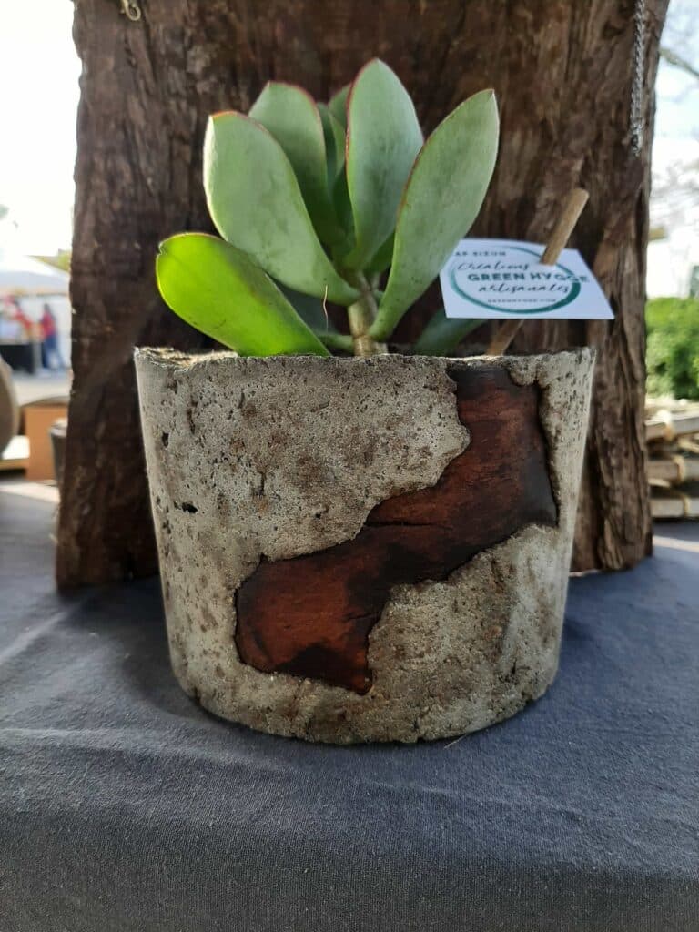 Pot / cache-pot incrustation écorce